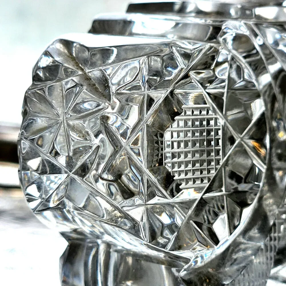 Vintage Czech Cut Crystal Winged Vanity Bottle | Mid Century Bohemian Glass